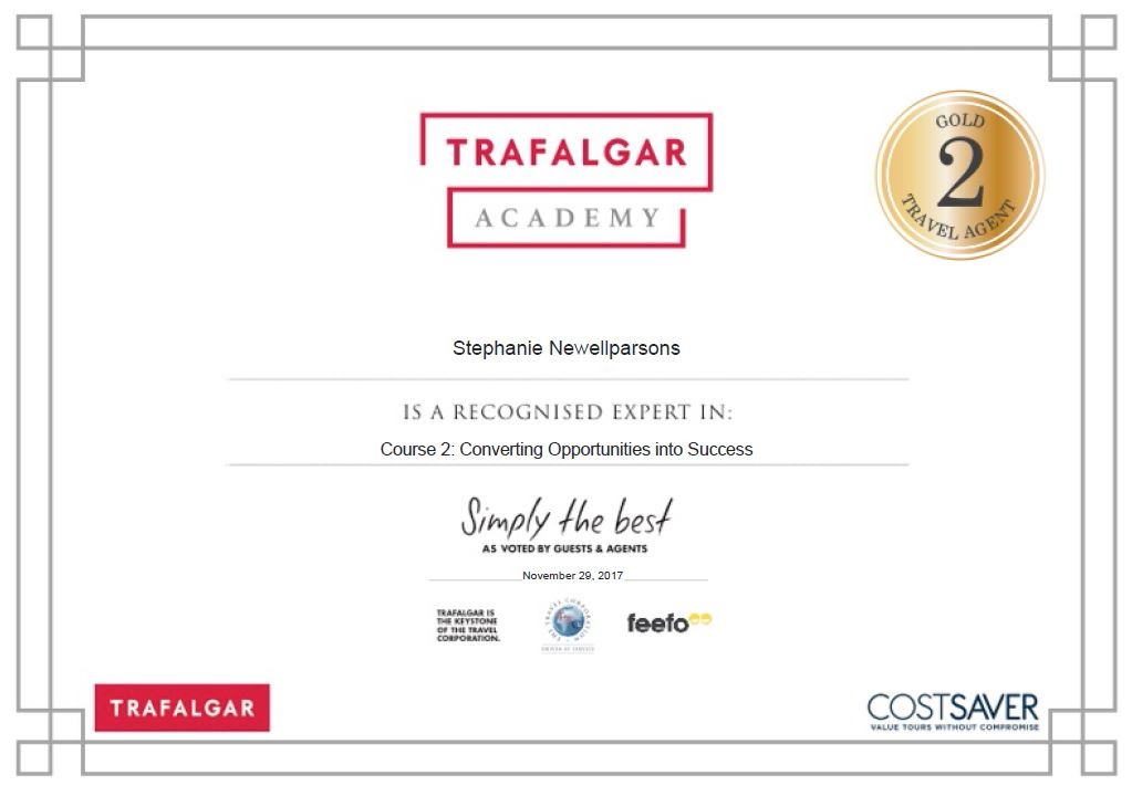 Trafalgar Gold 2 Certificate
