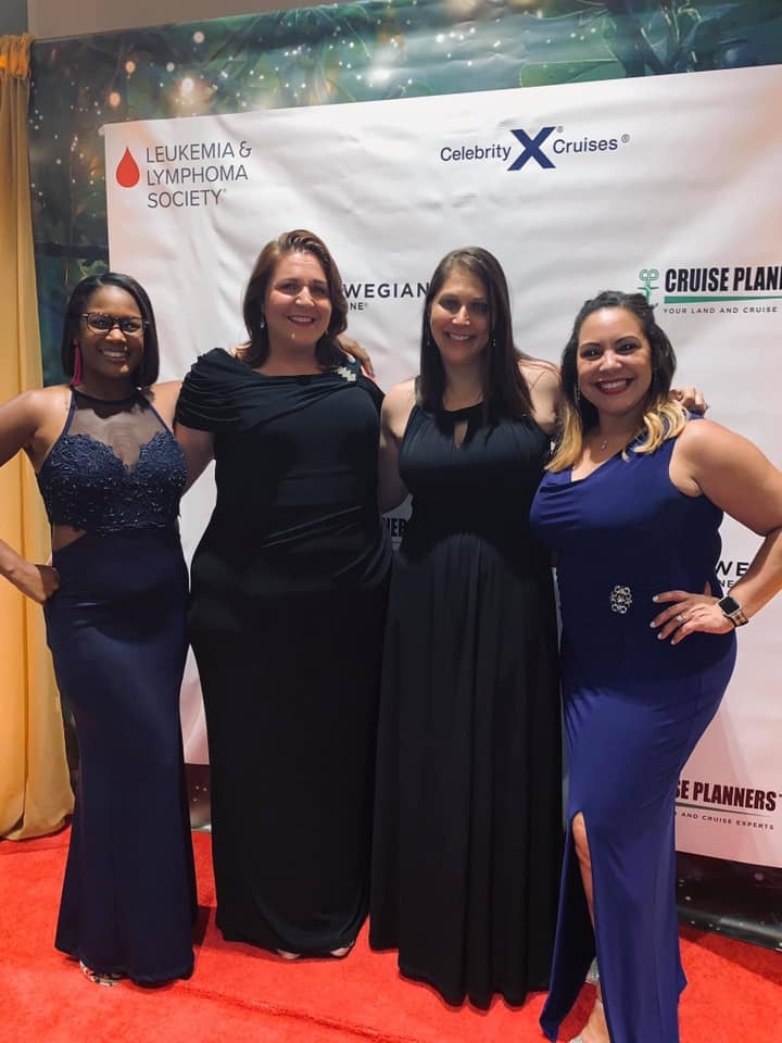 Cruise Planners’ Devona Reynolds-Perez, Caitlin Gardner, Nikki Hetzel, and Monica Vega support the fight against blood cancer at the Leukemia & Lymphoma Society Man and Woman of the Year Gala in South Florida.