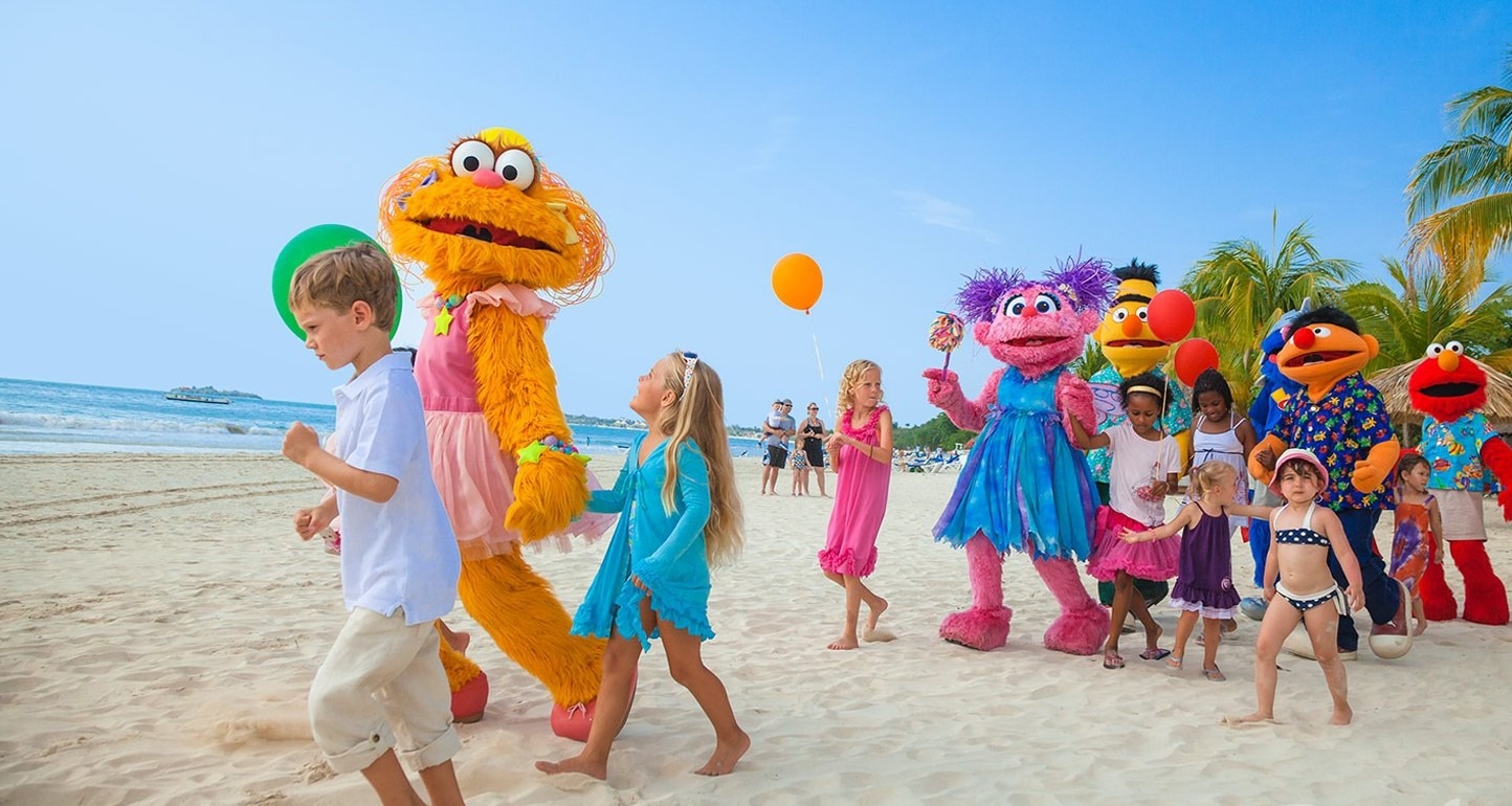 Sesame Street characters on beach