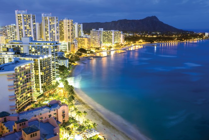Waikiki Beach at dusk